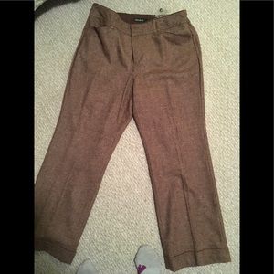 NWT—Wool lined brown herringbone cuffed pants